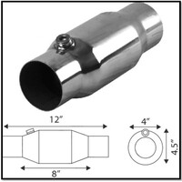 UNIVERSAL ROUND METALLIC CATALYTIC CONVERTER 2" (51MM) 100CPI