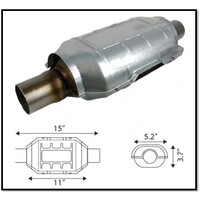 UNIVERSAL OVAL CATALYTIC CONVERTER 2 1/2" (63MM) EURO 2 400CPI