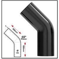 1" (25MM) BLACK 45° SILICONE BEND (4 PLY REINFORCED 4MM THICK)