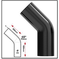 1 3/4" (45MM) BLACK 45° SILICONE BEND (4 PLY REINFORCED 4MM THICK)