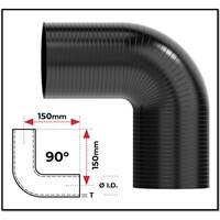 2" (51MM) BLACK 90° SILICONE BEND (4 PLY REINFORCED 4MM THICK)