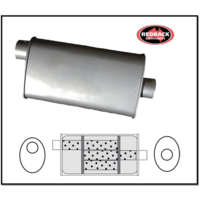 8" X 4" OVAL 14" LONG 2" O/C TRIFLOW REDBACK UNIVERSAL MUFFLER