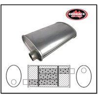 8" X 4" OVAL 14" LONG 2" O/O TRIFLOW REDBACK UNIVERSAL MUFFLER