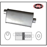 8" X 4" OVAL 14" LONG 2 1/4" O/C BAFFLED REDBACK UNIVERSAL MUFFLER
