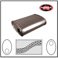 8" X 4" OVAL 14" LONG 2 1/2" O/O MEGA FLOW REDBACK UNIVERSAL MUFFLER (NO SPIGOTS)