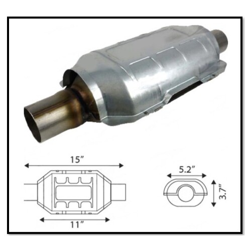 UNIVERSAL OVAL CATALYTIC CONVERTER 2 1/2" (63MM) EURO 2 400CPI
