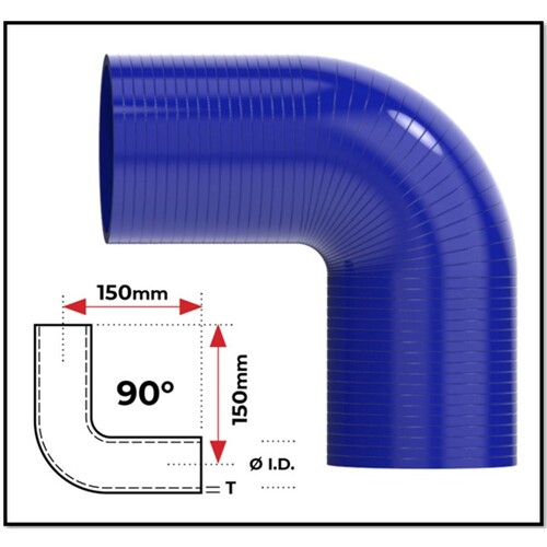 3" (76MM) BLUE 90° SILICONE BEND (4 PLY REINFORCED 4MM THICK)