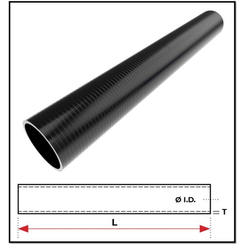 1" (25MM) BLACK SILICONE STRAIGHT X 1 METRE (4 PLY REINFORCED 4MM THICK)