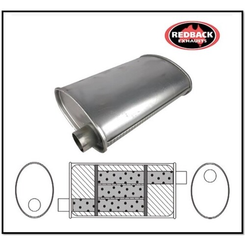 8" X 4" OVAL 14" LONG 2" O/O TRIFLOW REDBACK UNIVERSAL MUFFLER
