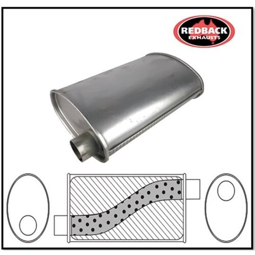 8" X 4" OVAL 14" LONG 2 1/4" O/O MEGA FLOW REDBACK UNIVERSAL MUFFLER